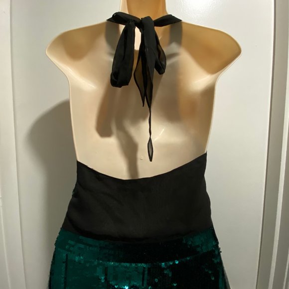 9) Karen Millen Christmas Event Whimsigoth Bling Pleated Sequin Maxi Dress 4/6 - Picture 4 of 12